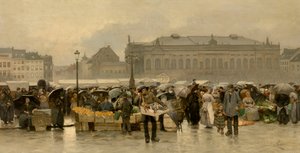Der Markt vor dem Theater in Antwerpen von Emile Claus