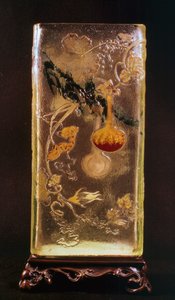 Glasvase mit transparenten cinesizzanti Motiven und Relief, von Emile Gallé (1846-1904), Frankreich von Emile Galle