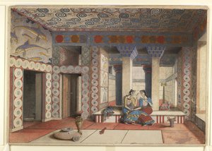 Gemälde des neu gestalteten Königinnen-Megarons aus dem Palast von Minos in Knossos