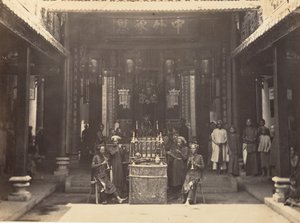 Religiöse Zeremonie in der chinesischen Pagode von Cholen, Saigon, Cochinchina