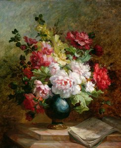 Stillleben mit Blumen und Notenblatt