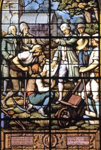 Jussieu pflanzt die Schule der Botanik neu, ca. 1885 (Buntglas) von Emile Hirsch