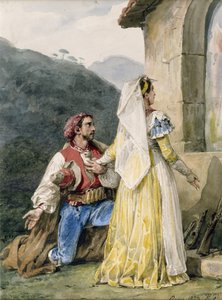 Italienische Bauern vor einem Schrein, 1829 von Emile Jean Horace Vernet