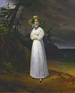 Junges Mädchen in einer romantischen Landschaft, 1825 von Emile Jean Horace Vernet
