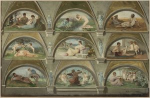 Skizze für den Salon des Karyatiden im Hôtel de Ville in Paris: Allegorische Szenen des täglichen Lebens (Gewölbe) von Emile Levy