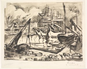 Das Hafenbecken Kattendick in Antwerpen von Emile Othon Friesz