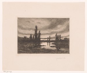 Pappeln entlang der Leie bei Gent von Emile Puttaert