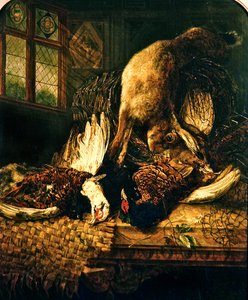Stillleben mit Fasanen und Hase, ca. 1860