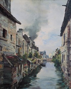 Der Beaulieu-Kanal, Blick auf die Brücke auf der Straße von Loches nach Beaulieu. 1891