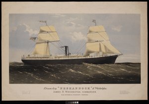 Dampfschiff Neshannock aus Philadelphia. James H Winchester, Kommandant. E A Souder & Company, Eigentümer