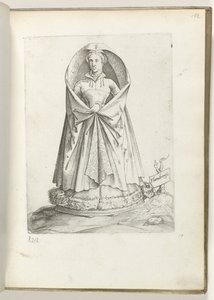 Flandrische Frau (Eine Frau aus Flandern, gekleidet nach der Mode um 1550) von Enea Vico