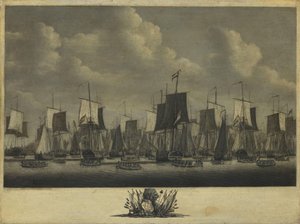 Die Flotte verlässt den Hafen von Vlissingen, 1804 von Engel Hoogerheyden