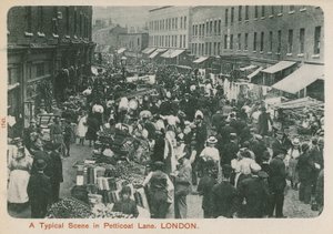 Eine typische Szene in Petticoat Lane, London