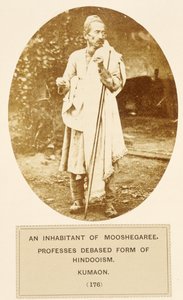 Ein Bewohner von Mooshegaree, bekennt sich zu einer entarteten Form des Hinduismus, Kumaon, aus The People of India, von J. Forbes Watson, veröffentlicht 1868 von English Photographer