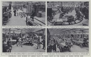 Montage, Wie Arbeitsteilung ihre vielen Rollen bei der Herstellung von Morris-Motorwagen spielt