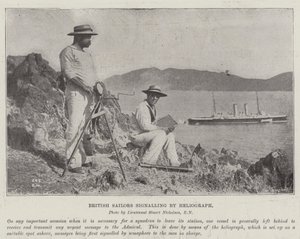 Britische Seeleute signalisieren mit Heliograph von English Photographer