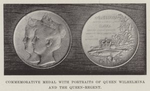 Gedenkmedaille mit Porträts von Königin Wilhelmina und der Königin-Regentin