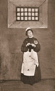 Emmeline Pankhurst in einer Zelle im Holloway-Gefängnis von English Photographer