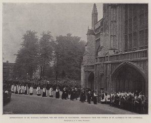 Inthronisation von Dr. Randall Davidson, dem neuen Bischof von Winchester, Prozession von der Kirche St. Lawrence zur Kathedrale von English Photographer