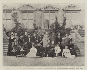 Gruppe anlässlich der Goldenen Hochzeit von Sir Spencer und Lady Ponsonby-Fane, kürzlich gefeiert im Brympton House, Yeovil