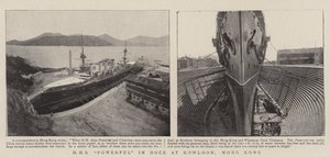 HMS Powerful im Dock in Kowloon, Hongkong