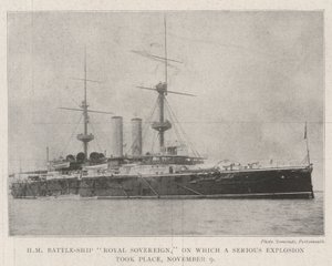HM Schlachtschiff Royal Sovereign, auf dem am 9. November eine schwere Explosion stattfand