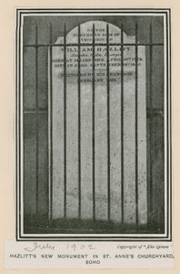 Hazlitts neues Denkmal im St. Annes Kirchhof, Soho