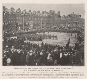 Heimkehr der Dorset Imperial Yeomanry aus Südafrika, öffentlicher Empfang durch den Bürgermeister von Weymouth
