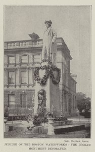 Jubiläum der Boston Waterworks, das Ingram-Denkmal geschmückt