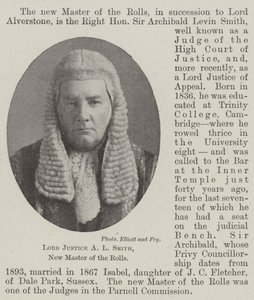 Lord Justice A L Smith, neuer Master of the Rolls von English Photographer