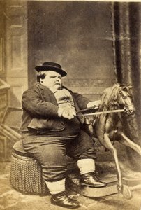 Meister Richard Beanham bei seinem Schaukelpferd, 1870er Jahre
