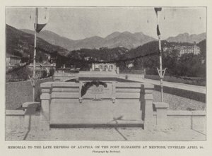 Denkmal für die verstorbene Kaiserin von Österreich auf der Pont Elizabeth in Mentone, enthüllt am 30. April von English Photographer