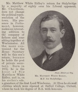 Mr Matthew White Ridley, Abgeordneter für Stalybridge
