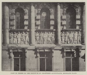 Teil des Frieses des Institute of Chartered Accountants, Moorgate Place von English Photographer