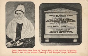 Porträt und Grabstein von George Elliots Tante (Elizabeth Evans), die Inspiration für Charaktere in ihrem Roman Adam Bede von English Photographer