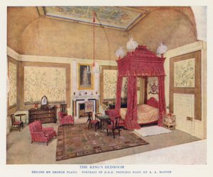 Das Schlafzimmer des Königs im Puppenhaus von Königin Mary