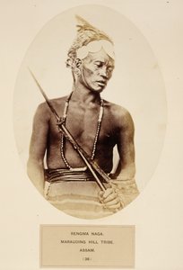 Rengma Naga, marodierender Hügelstamm, Assam, aus The People of India, von J. Forbes Watson, veröffentlicht 1868 von English Photographer