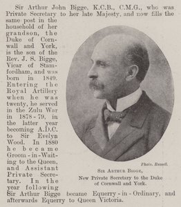 Sir Arthur Bigge, neuer Privatsekretär des Herzogs von Cornwall und York