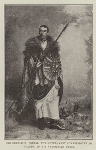Sir Gerald H. Portal, der Regierungskommissar für Uganda, in seiner abessinischen Kleidung