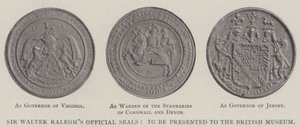 Sir Walter Raleghs offizielle Siegel, die dem British Museum übergeben werden sollen