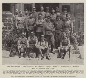 Der Anglo-Russische Streit in Tientsin, General Gaselee, Generalmajor Barrow und Offiziere des Stabs
