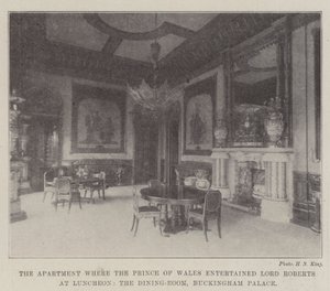 Das Zimmer, in dem der Prinz von Wales Lord Roberts zum Mittagessen empfing, das Esszimmer, Buckingham Palace von English Photographer