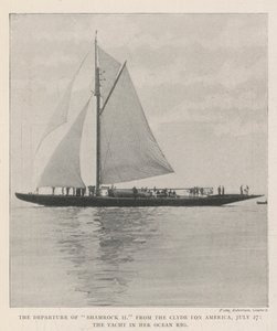 Die Abreise der Shamrock II von der Clyde nach Amerika, 27. Juli, die Yacht in ihrer Ozean-Ausrüstung