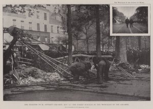 Das Unglück des Luftschiffs von M. Severo, 12. Mai, die Straße blockiert durch das Wrack des Luftschiffs
