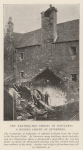 Die Erdbebenerschütterungen in Schottland, eine zerstörte Schmiede in Inverness