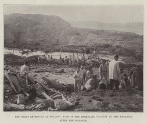 Die große Explosion in Toulon, Ansicht in der unmittelbaren Nähe des Magazins nach der Katastrophe von English Photographer