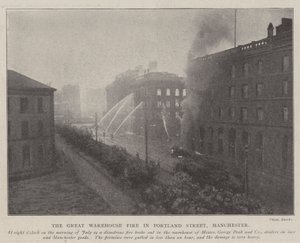 Das große Lagerhausfeuer in der Portland Street, Manchester