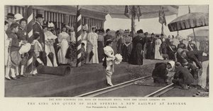 Der König und die Königin von Siam eröffnen eine neue Eisenbahn in Bangkok von English Photographer