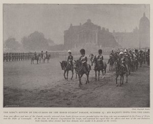 Die königliche Überprüfung der Wachen auf der Horse Guards Parade, 27. Oktober, Seine Majestät inspiziert die Linien von English Photographer