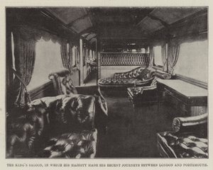 Der Salon des Königs, in dem Seine Majestät kürzlich zwischen London und Portsmouth reiste